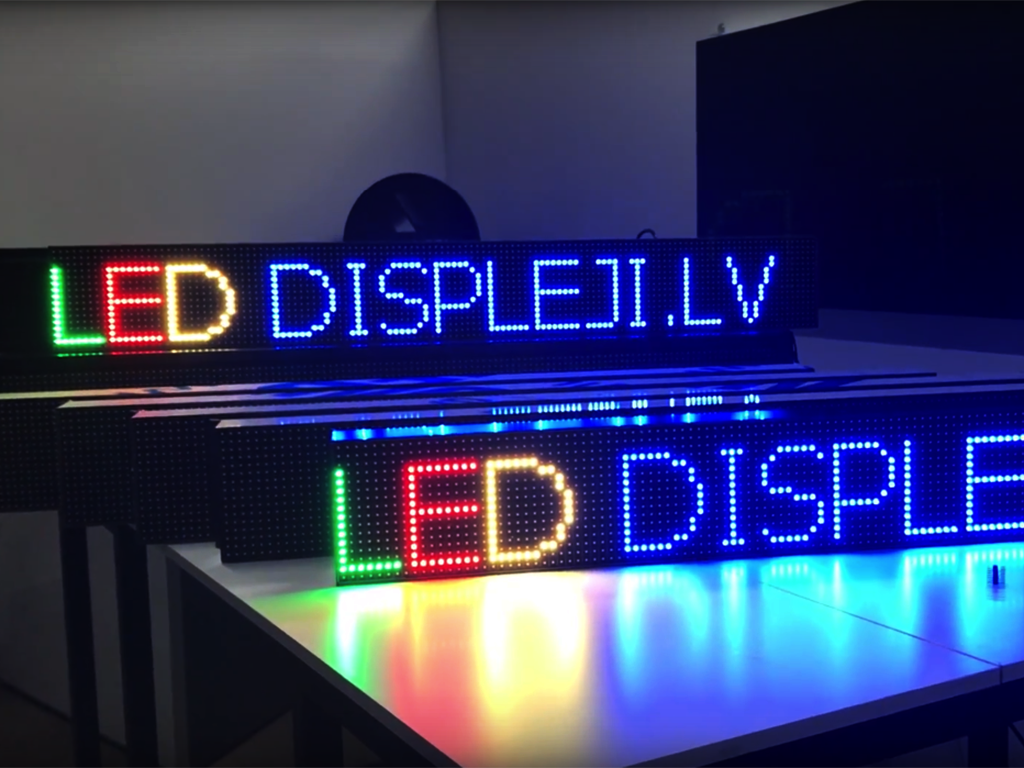 LED skrējošā rinda, 197cm x 21cm, pilnkrāsainā - LEDdispleji.lv